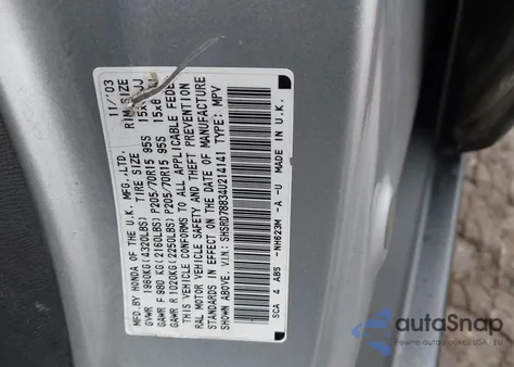 2004 Honda Cr-V Ex z USA, uszkodzony, nr VIN SHSRD78834U214141